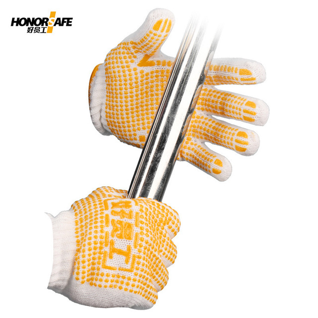 好員工H7-TKB600DA PVC黃色點珠防滑棉紗手套圖片2