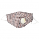 藍(lán)星紅格耳戴式帶閥成人棉布口罩