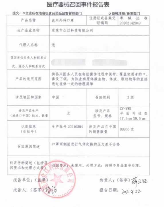 四批醫(yī)用外科口罩超共計(jì)17萬只被廠家主動(dòng)召回圖片3