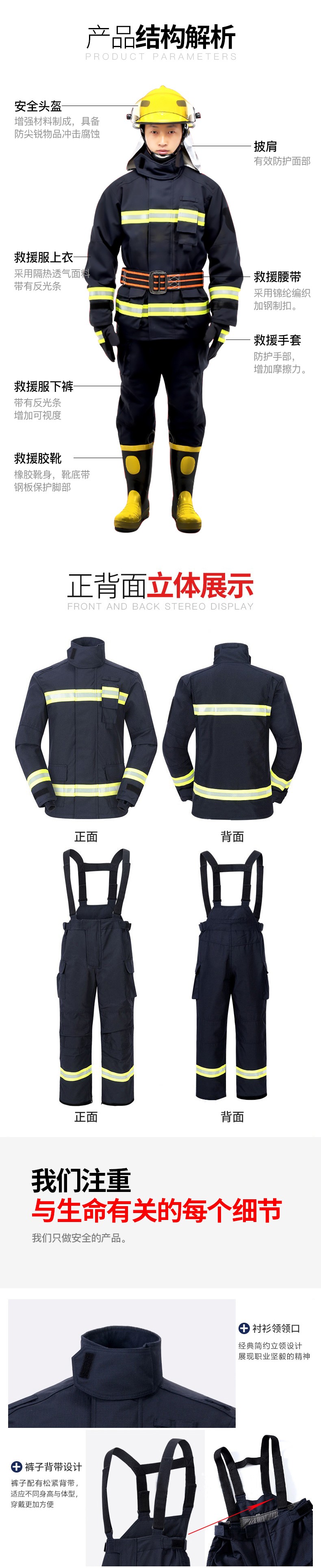 宇安消防 17式滅火防護(hù)阻燃消防戰(zhàn)斗服五件套圖片4